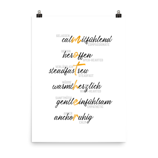 MOTHER Bilingual PRINTABLE Poster – German & English Traits