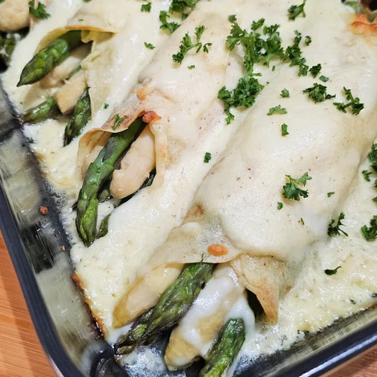 Make-Ahead Ham and Asparagus Crepes