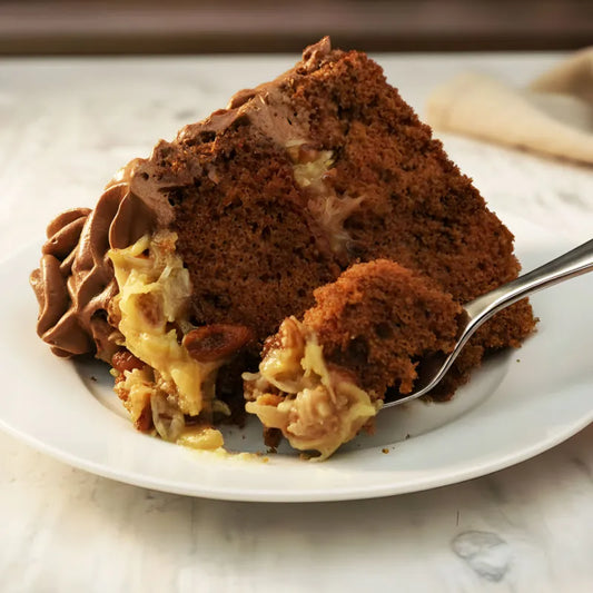 Oma’s Easy German Chocolate Cake with Coconut Pecan Filling