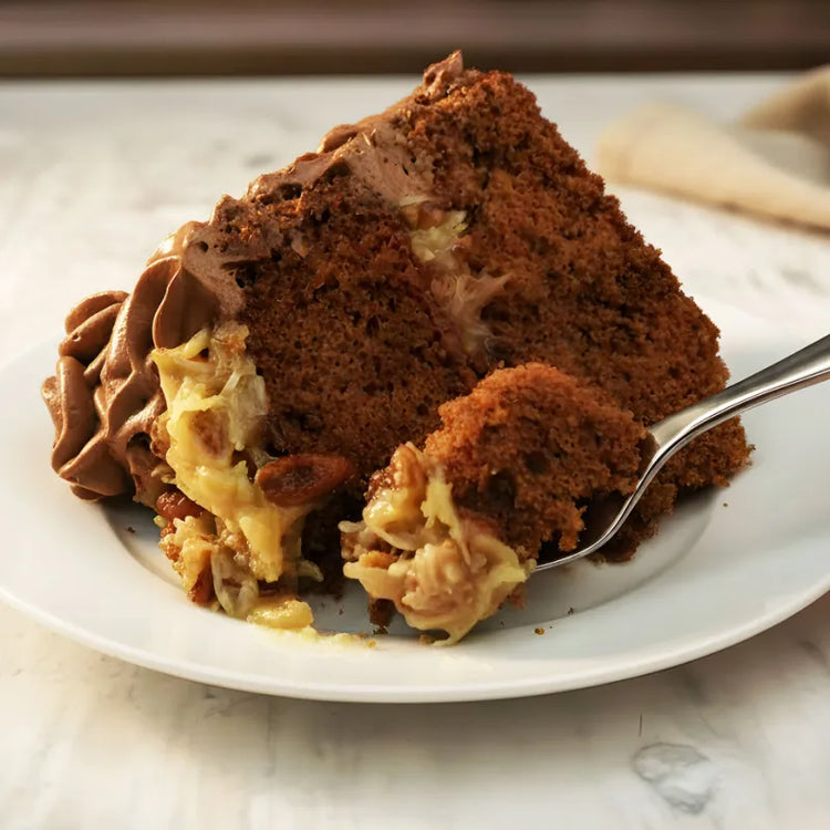 Oma’s Easy German Chocolate Cake with Coconut Pecan Filling