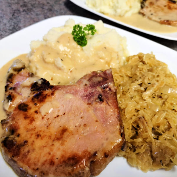 Oma's Kasseler Chops with Sauerkraut
