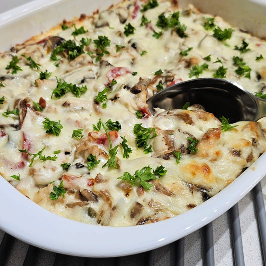 Creamy Chicken Spätzle Casserole (Hähnchen-Spätzle-Auflauf)