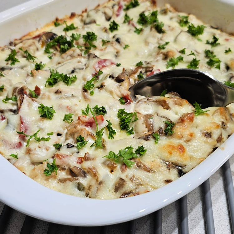 Creamy Chicken Spätzle Casserole (Hähnchen-Spätzle-Auflauf)