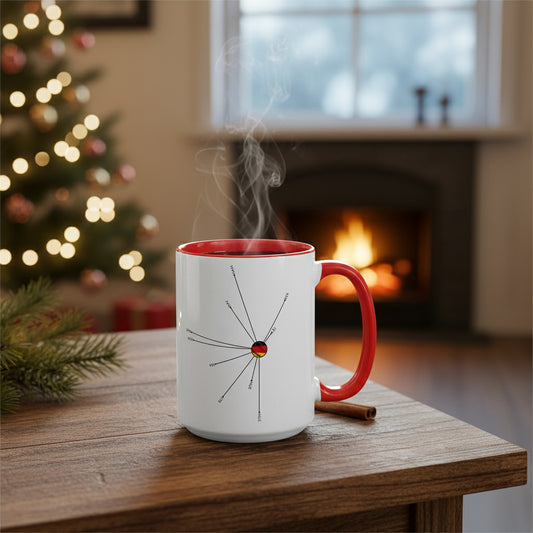 Mug with German airports map front view ceramic