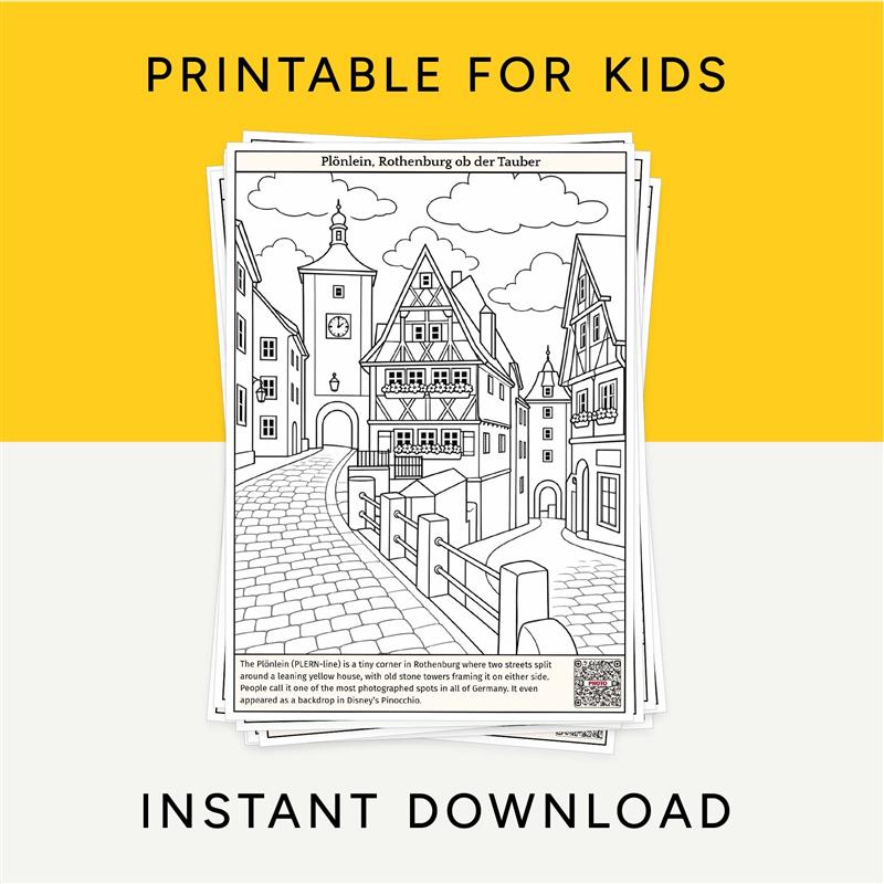 Coloring Through Germany: 13 Printable Pages for Kids with QR Codes