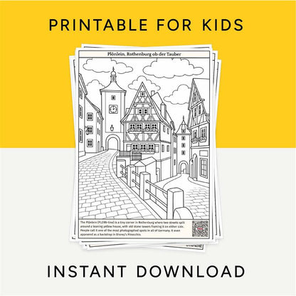 Coloring Through Germany: 13 Printable Pages for Kids with QR Codes