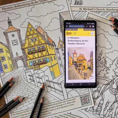 Coloring Through Germany: 13 Printable Pages for Kids with QR Codes