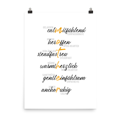 MOTHER Bilingual PRINTABLE Poster – German & English Traits