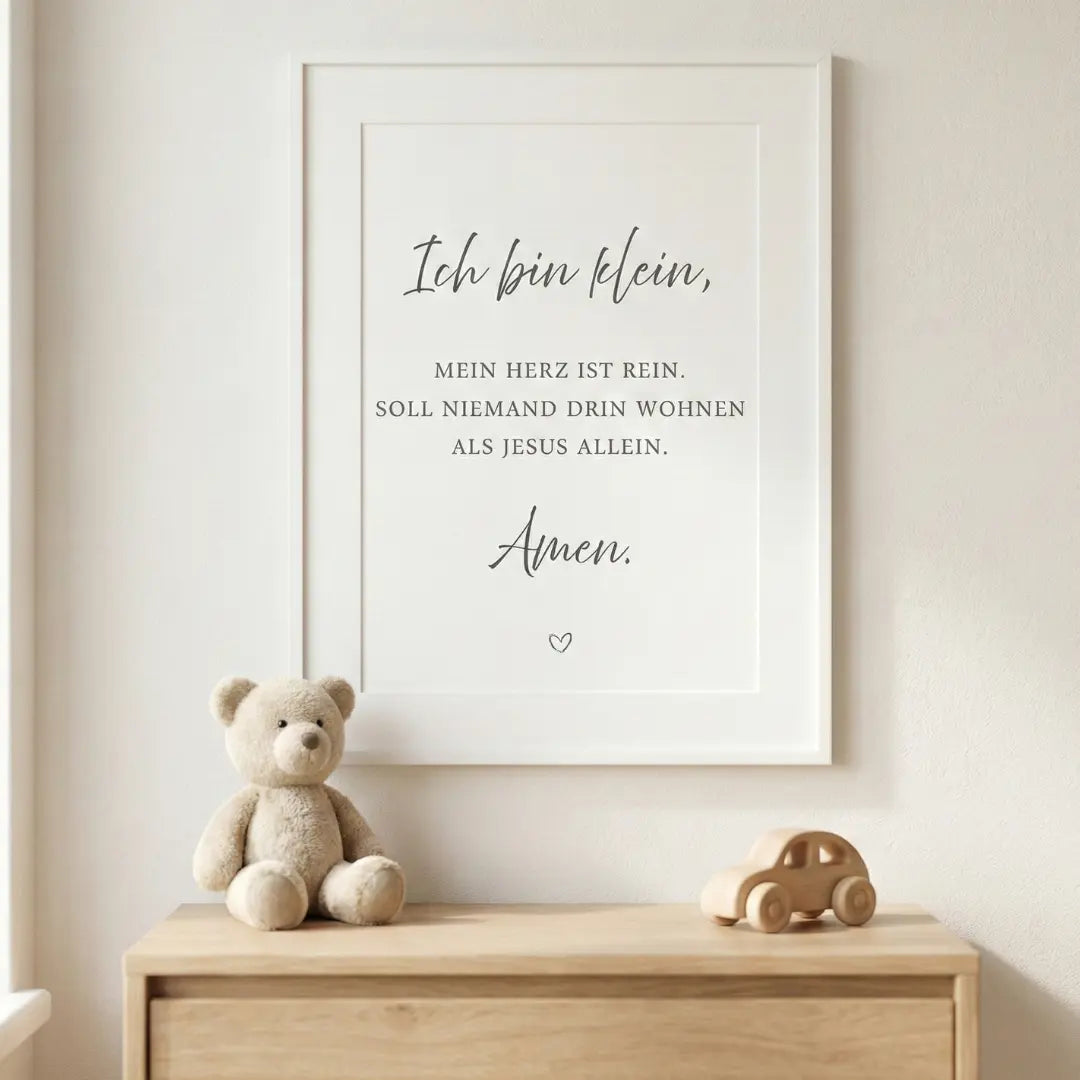 Ich bin klein Nursery Prayer Poster, Printable Wall Art (German or English)