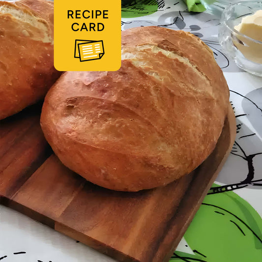 No-Knead Artisan Bread Recipe Card Printable, Krustenbrot, 4x6 PDF, 8.5x11 PDF