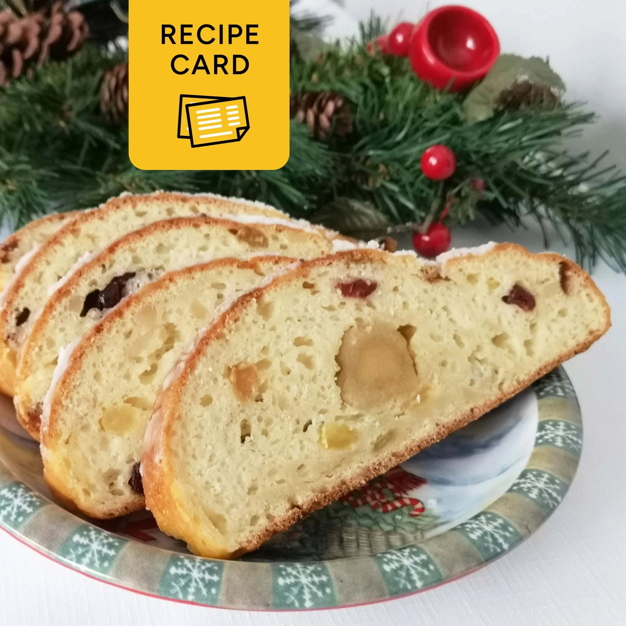Marzipan Stollen Recipe Card Printable, Marzipan-Quarkstollen, 4x6 PDF, 8.5x11 PDF