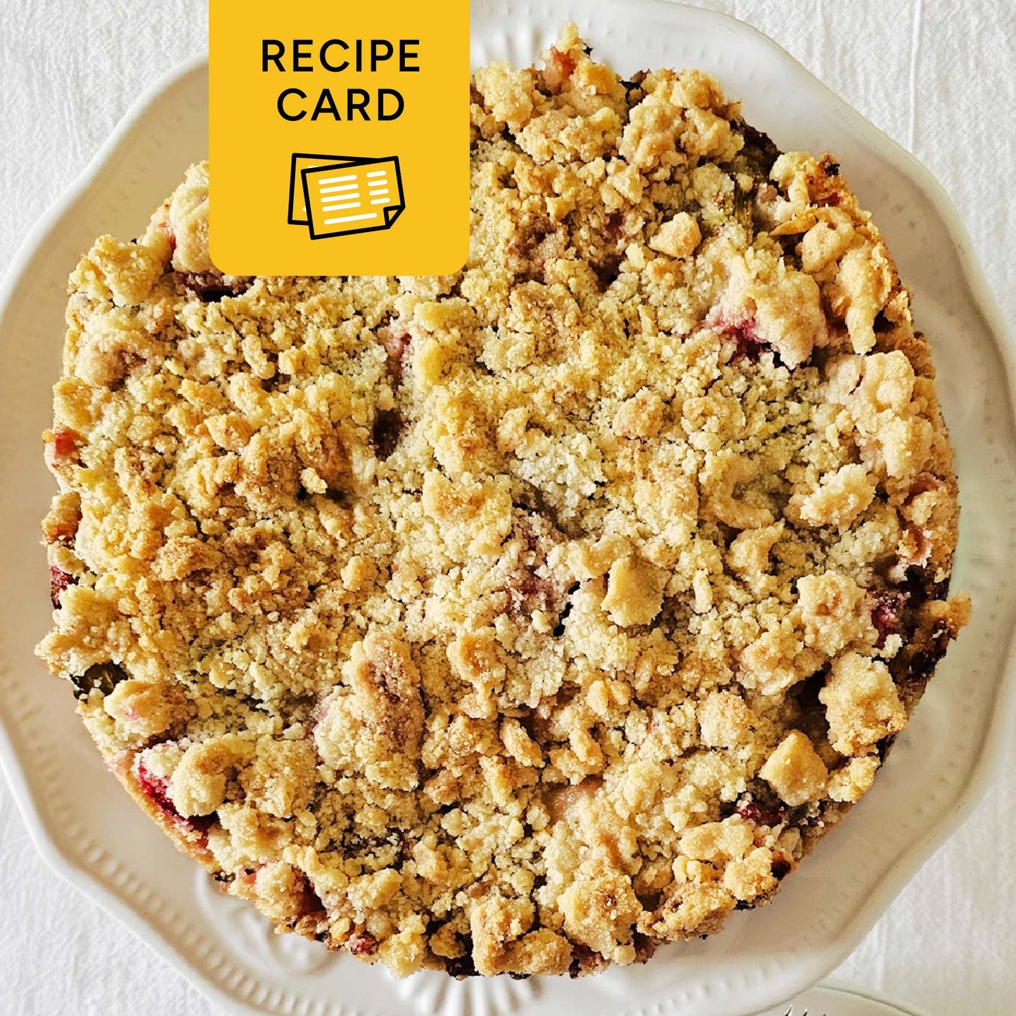 Rhubarb Crumb Cake Printable Recipe Card, Rhabarberkuchen mit Streusel, 4x6 PDF, 8.5x11 PDF