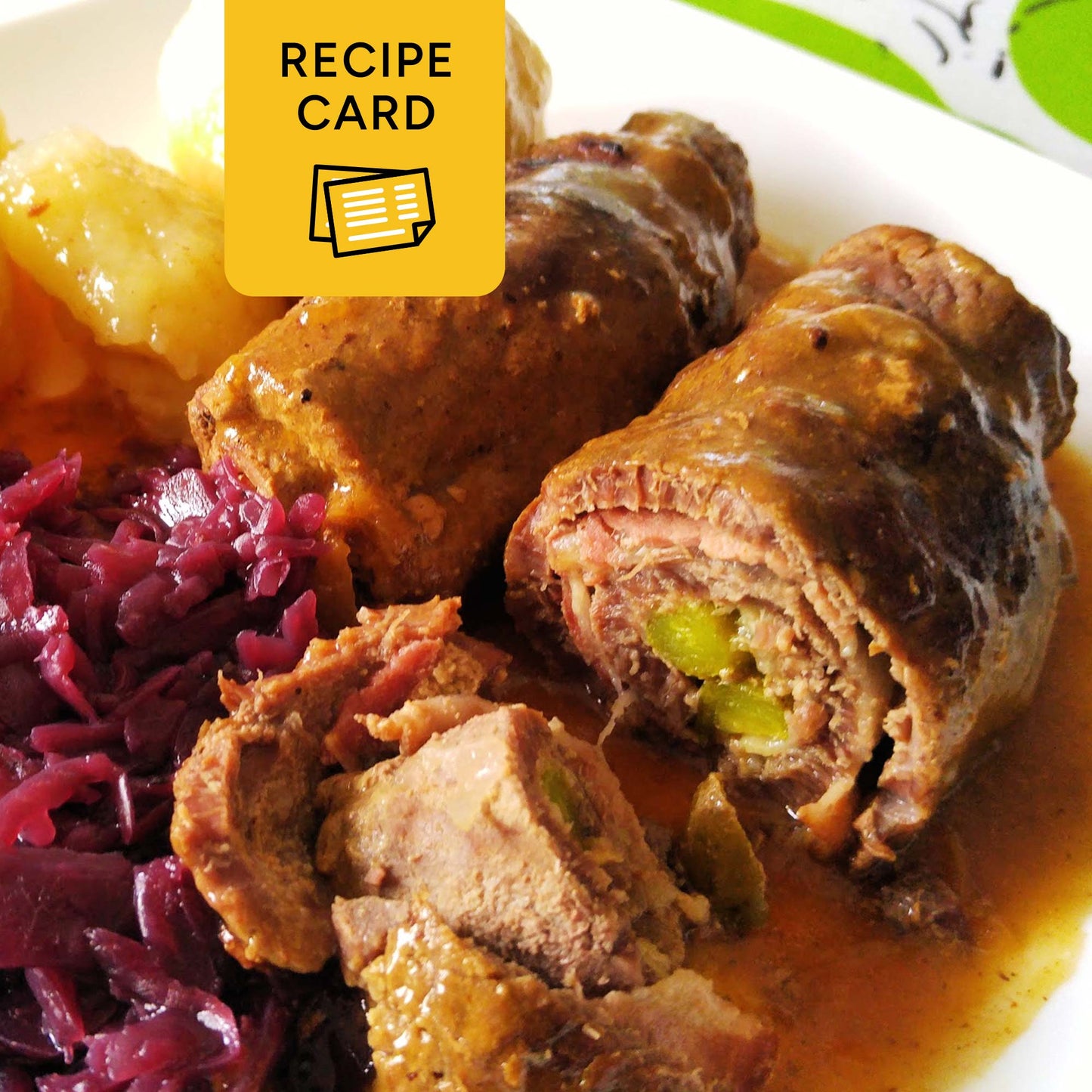 Rouladen Recipe Card Printable, Rinderrouladen, 4x6 PDF, 8.5x11 PDF