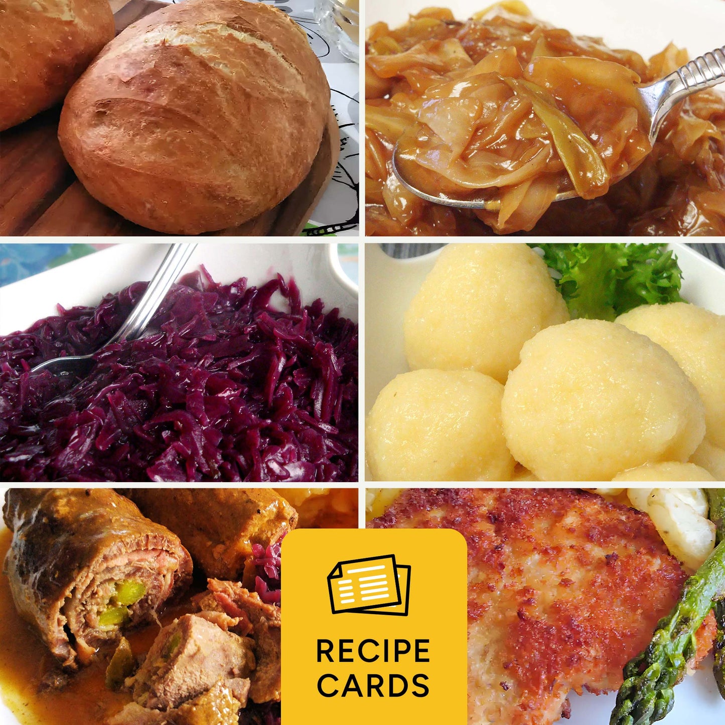 German Classics Printable Recipe Card Bundle, Set of 6